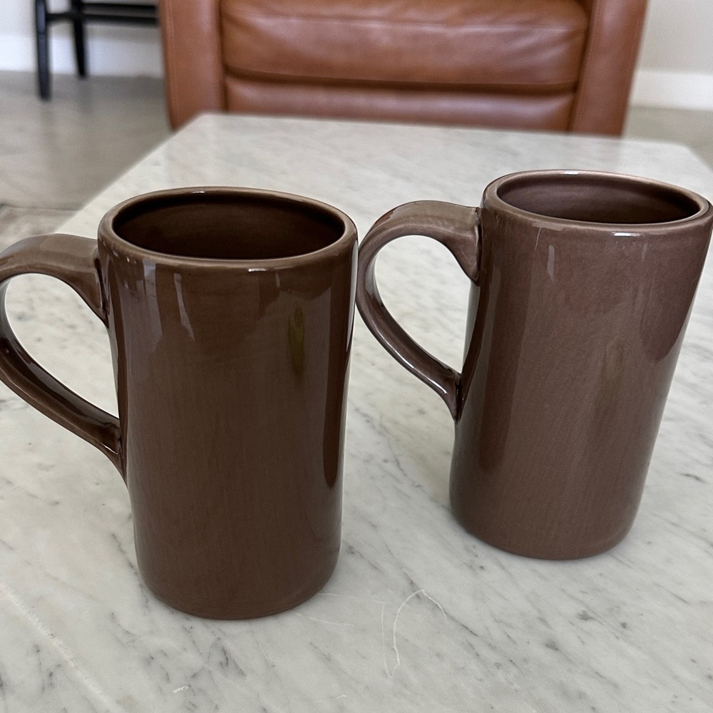 Pottery Barn Brown Ceramic Mug Set of 2